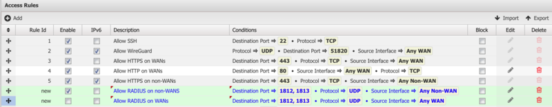 RADIUS Server - Access Rules