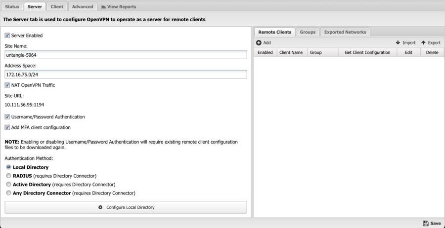 OpenVPN Server Configuration