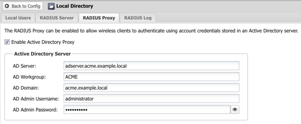 RADIUS Proxy Configuration